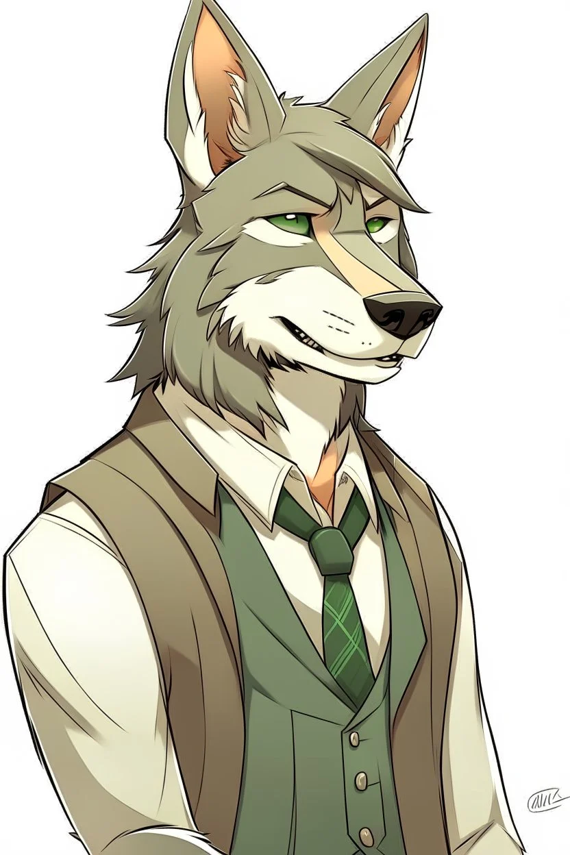 a humanized wolf that is a work assistant