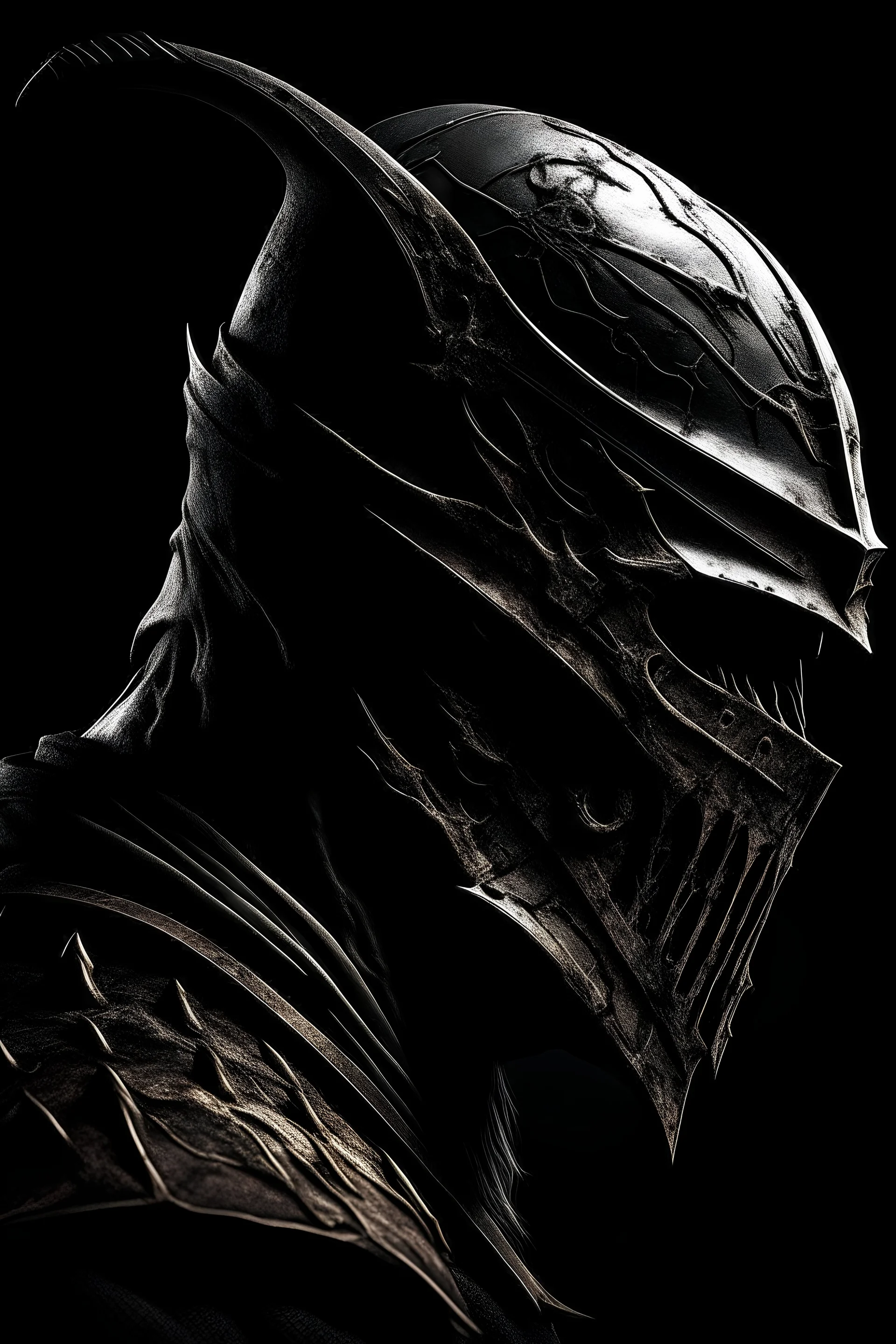 executioner mask, profile view, dark souls style, scary
