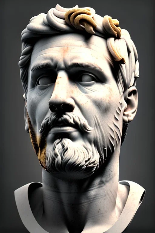 Ultra Realistic image, Roman sculpture bust, clean white marble material, Lionel Messi, gold crist crown, one gold star, gradient background, cinematic lighting, god light, 4k resolution, smooth details, ornate details, soft lighting, unreal engine 5, art station, substance 3d.