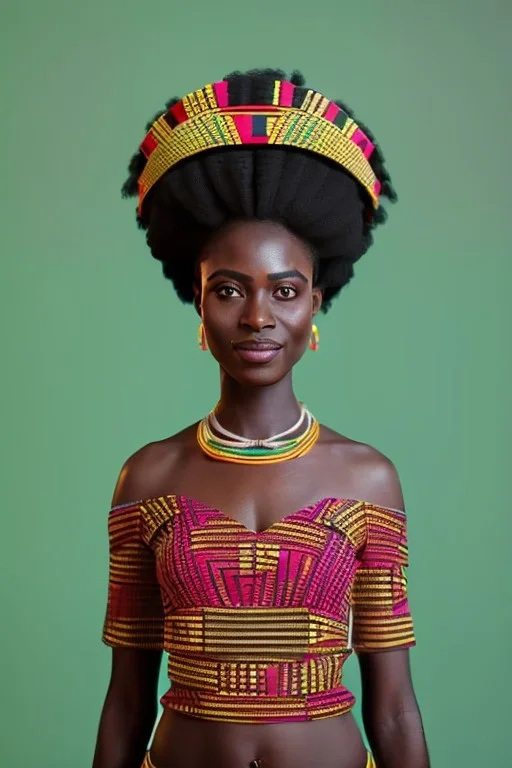 kente african bride model, full body, cinema 4d, octane render, high detail