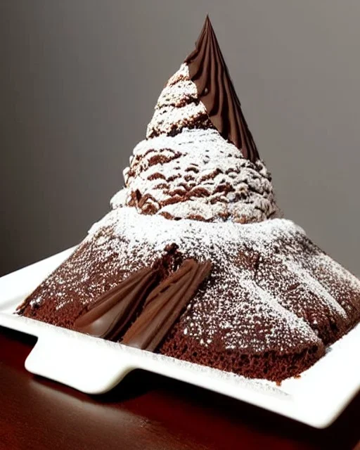 Matterhorn model made of chocolate cake and cream