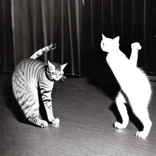 Old Creepy photo of new years eve cats dancing