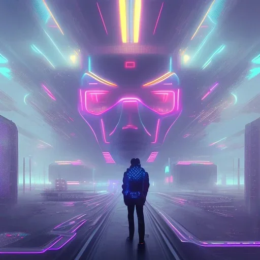 Men neon future cyberpunk