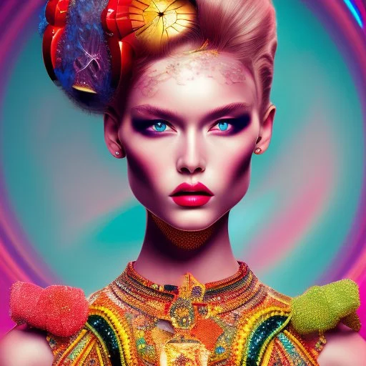 A vogue-like poster. Colourful, fashion.