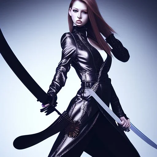 Beautiful women with katana sword