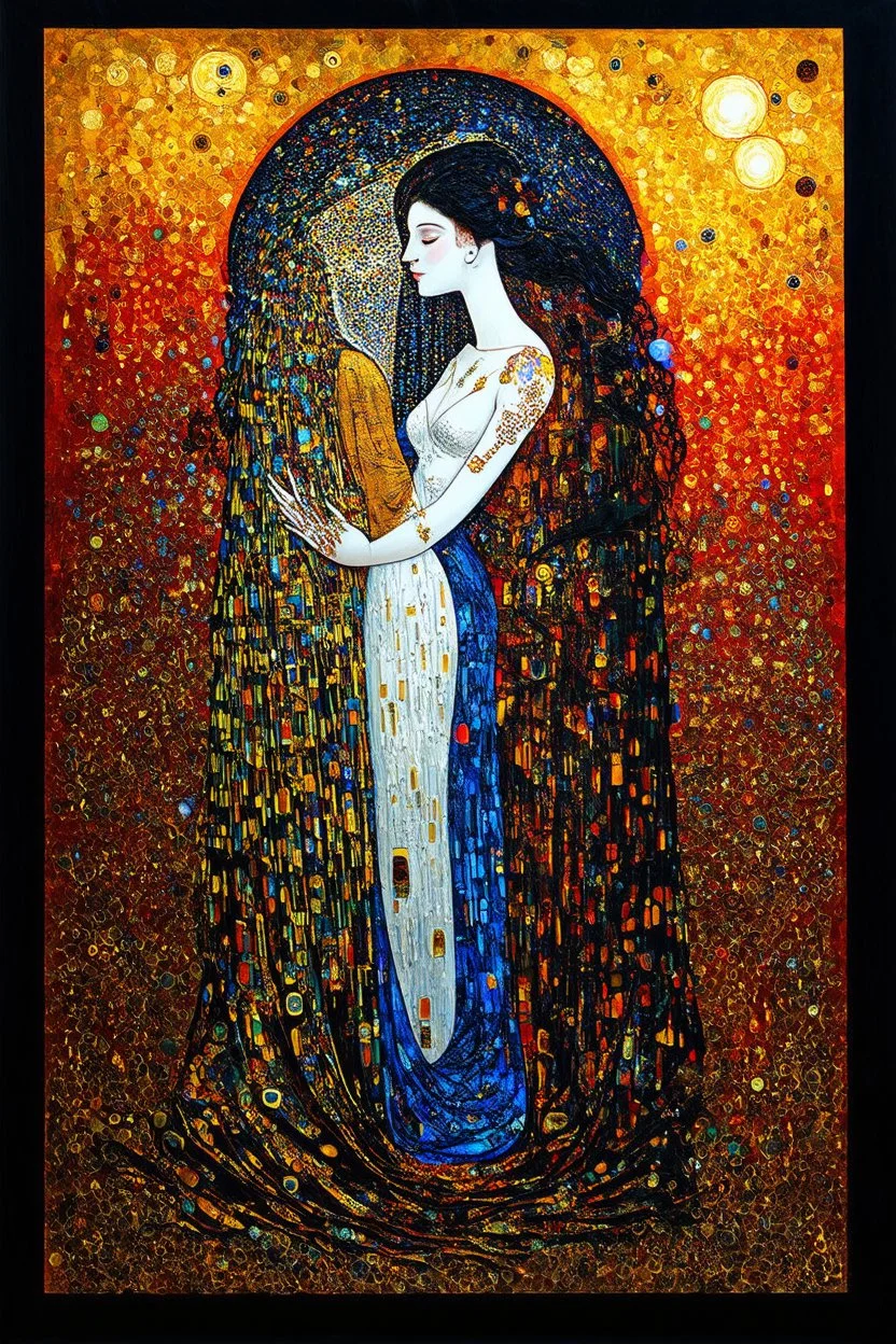 The marriage of darkness and light; Surreal Art with elements of Klimt and Klee