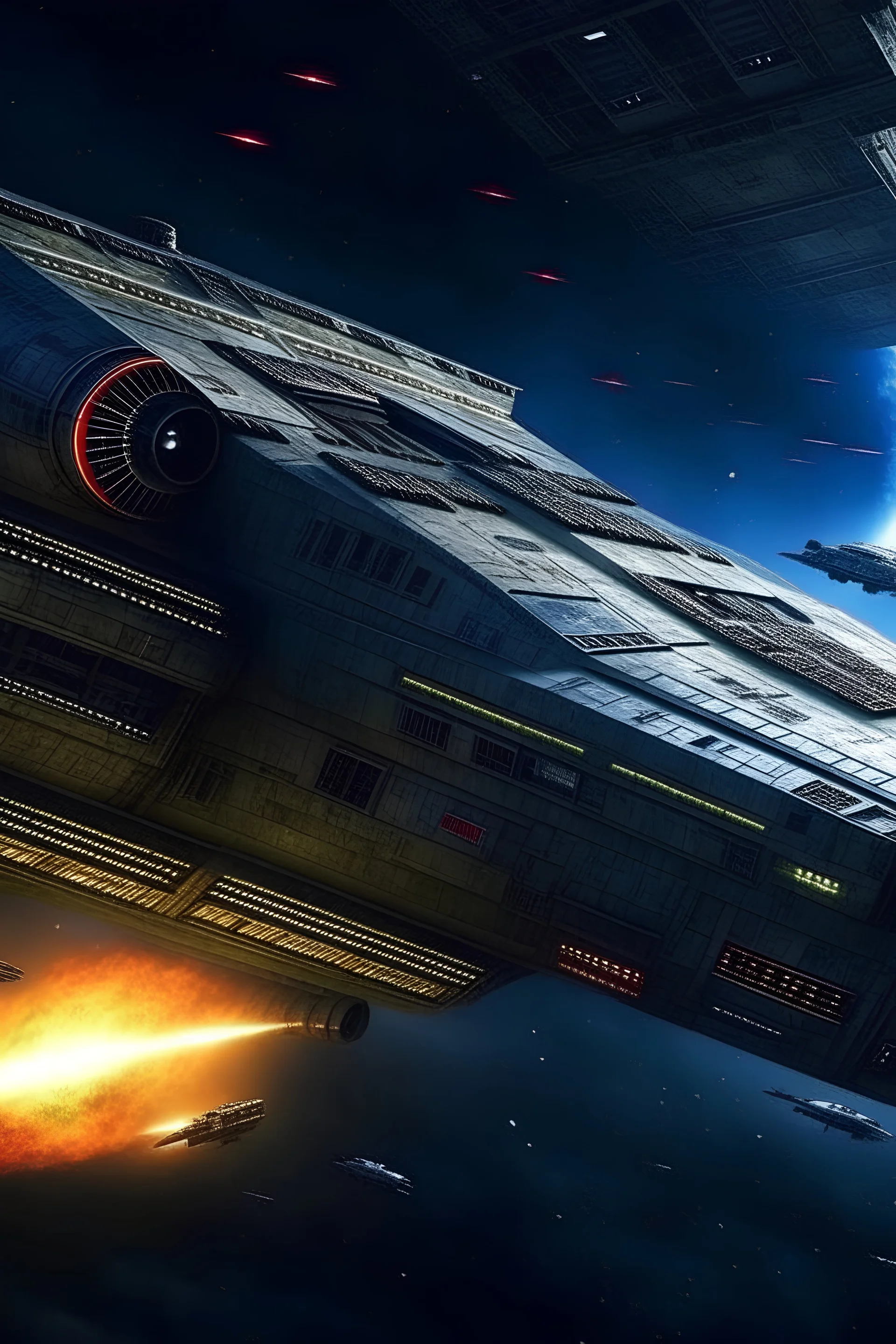 Star wars battle, flying ship, space, realistic