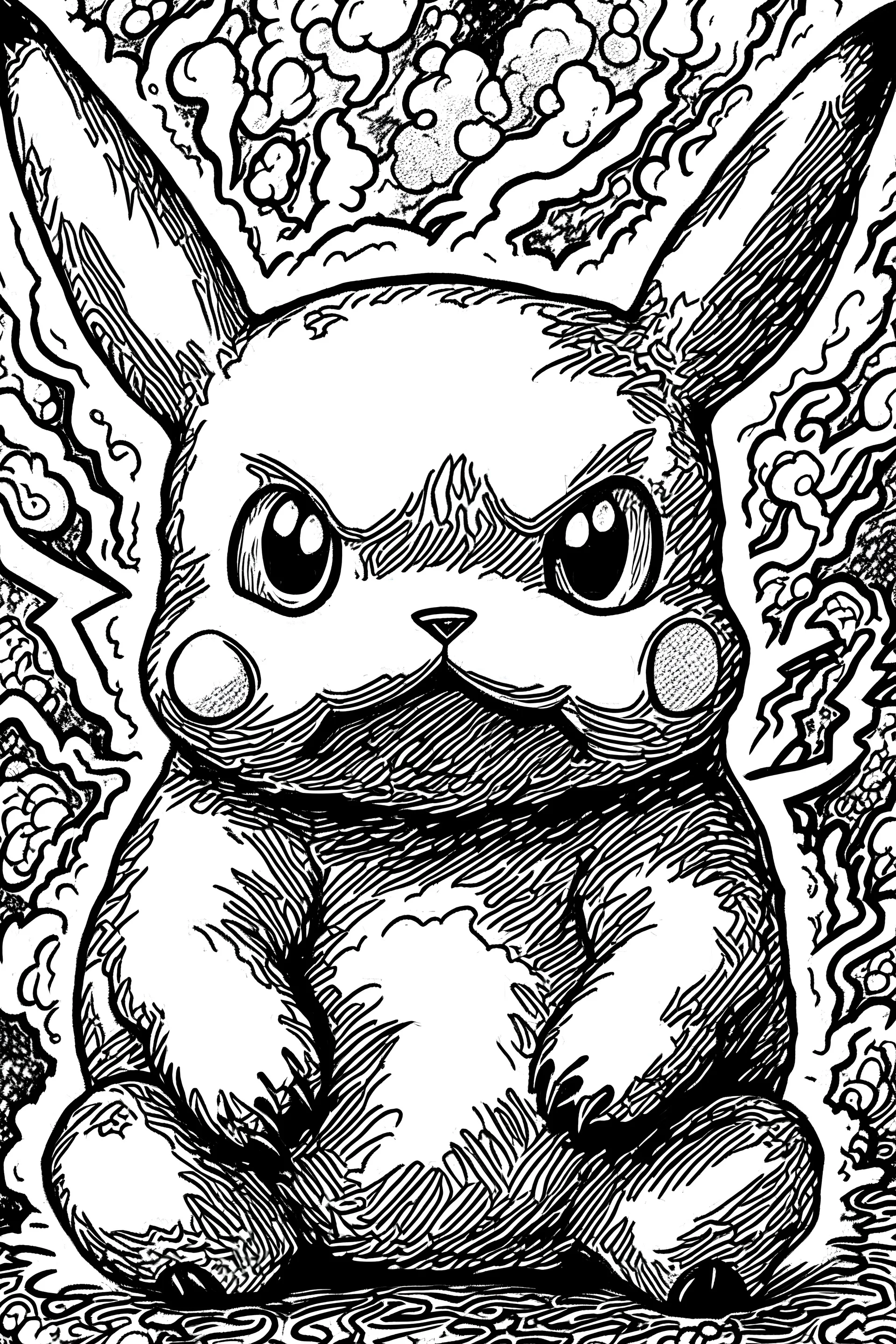 pikachu, line art, high detail,