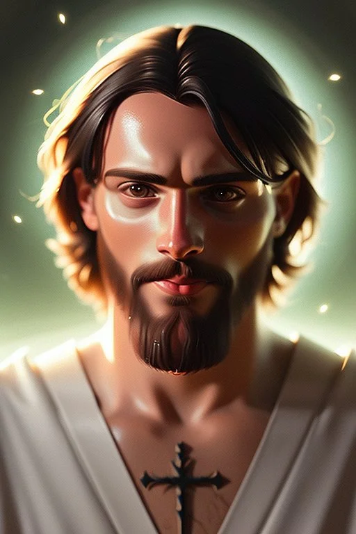 Jesus and easter and bats bokeh digital painting extremely detailed studio lighting crisp quality and light reflections 8k cinematic lighting portrait photorealistic ultra detailed cinematic postprocessing focused