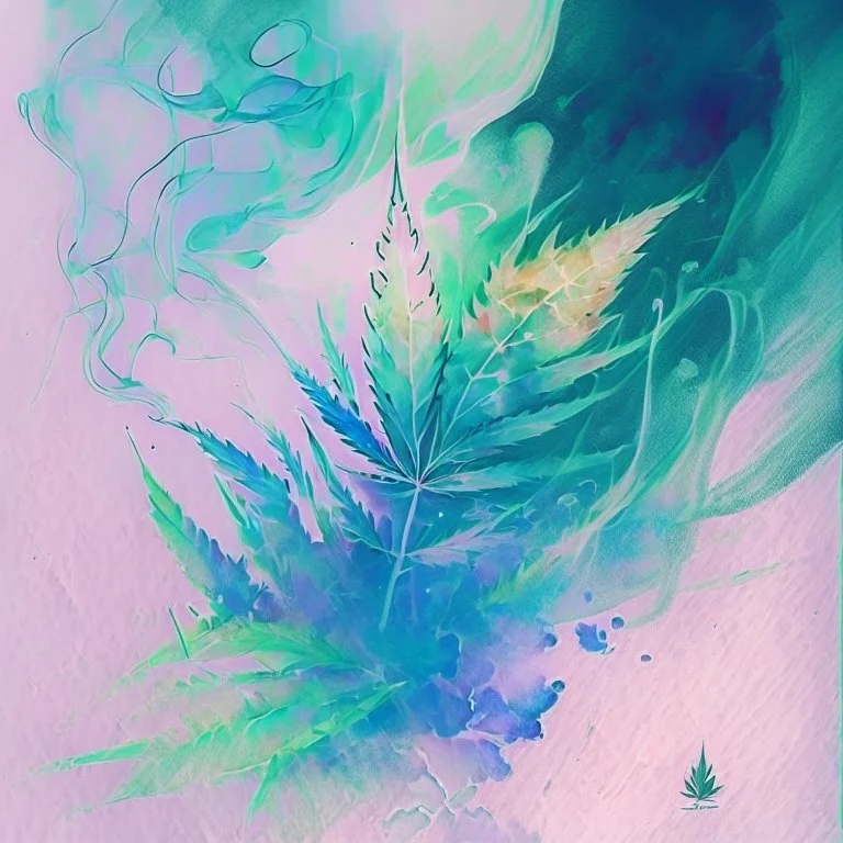 I took my first joint hit, feeling an instant sense of relaxation wash over me. The stress and worries of the day seemed to melt away, replaced by a comforting haze watercolour painting