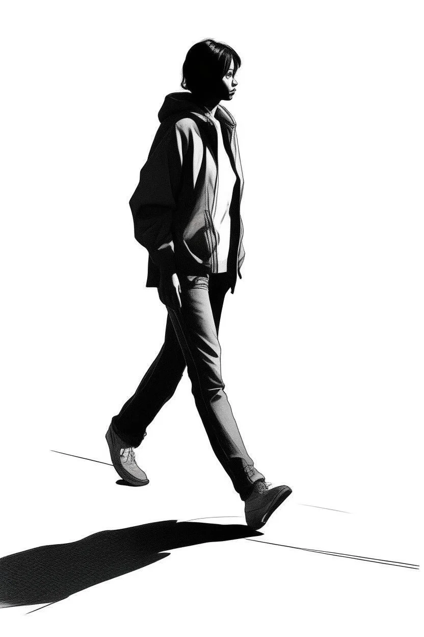 Person walking, front, art reference