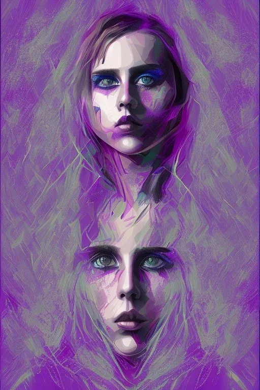 Danish singer MØ face, Abstract, purple tones,