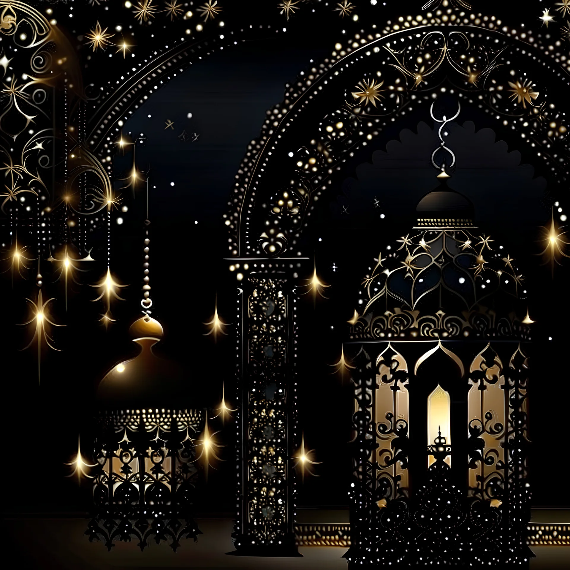 Black sparking ramadan's greetings