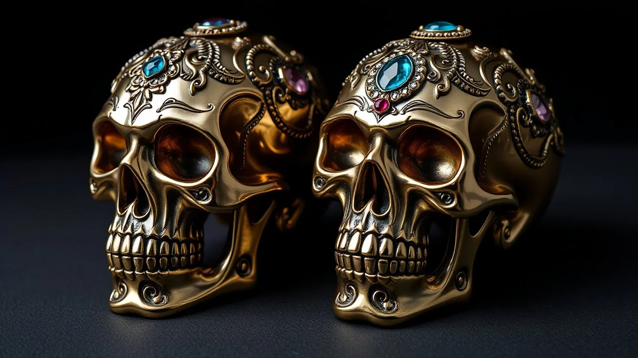 Calaveras con diseños de metal o piedras preciosas