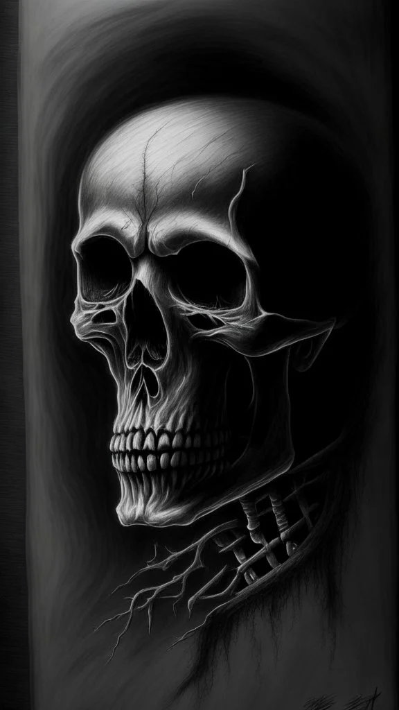 pencil drawing of skull, Spooky, scary, halloween, black paper