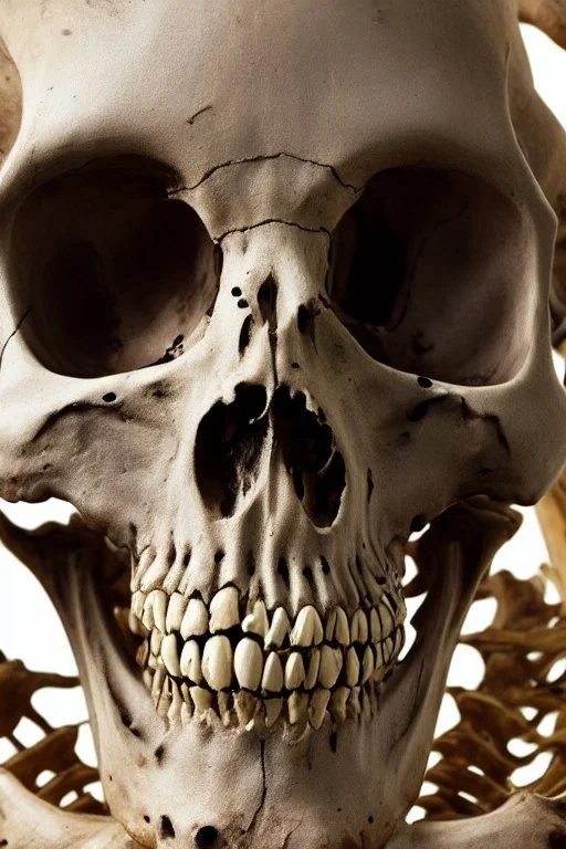 Close up of Face of a skeleton, no body 8k, hyper realistic, highly detailed, gothic