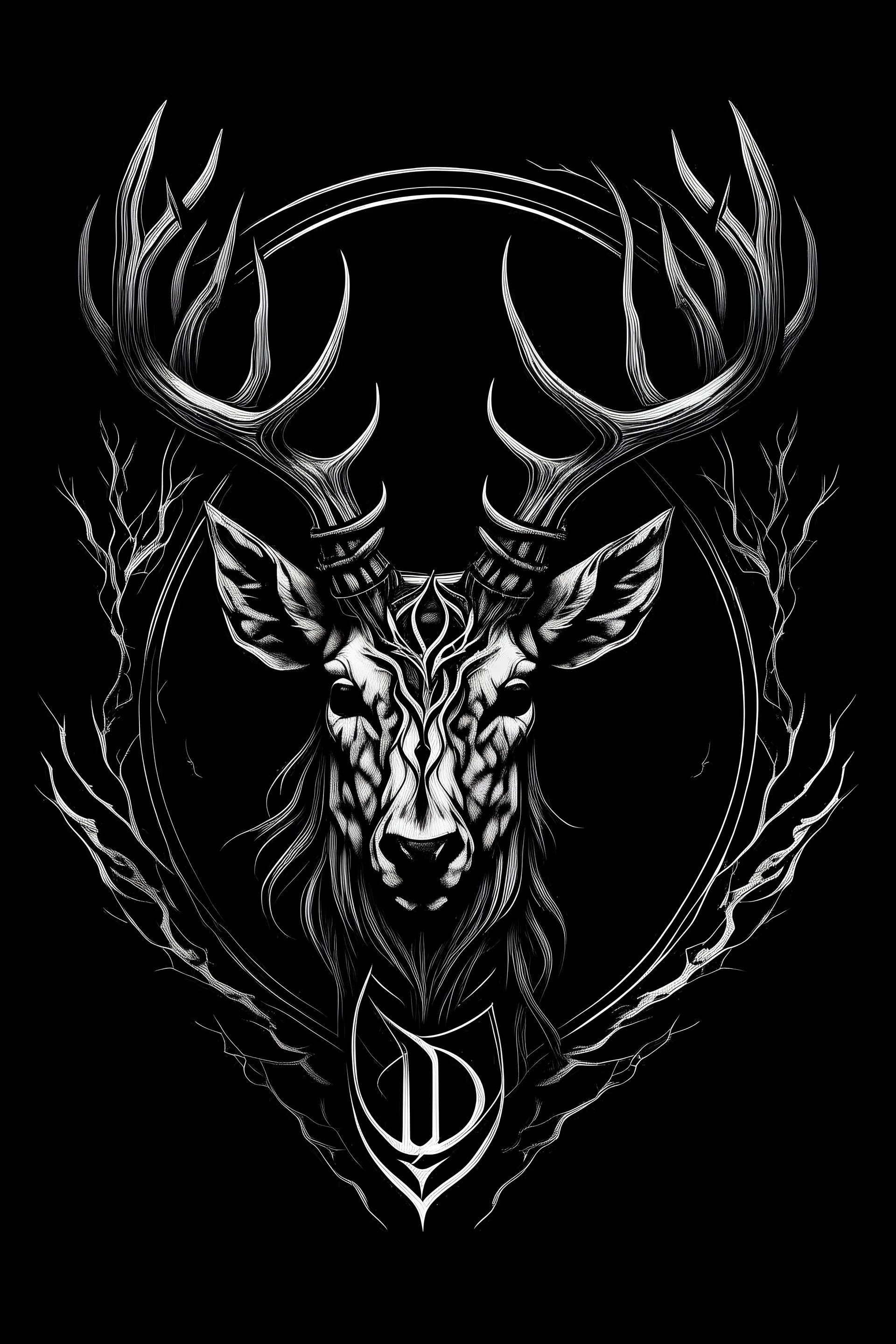 Logo for Metalband. Phantalassa is the name and should be on the logo. Dark, horror, deer.