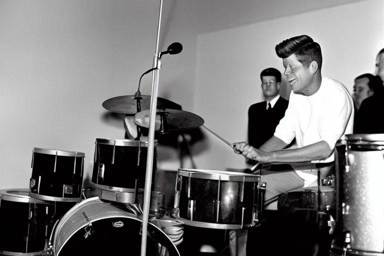 JFK playing the drums