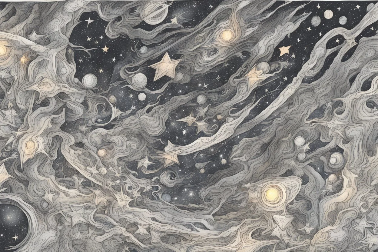 A drawing of stars in space