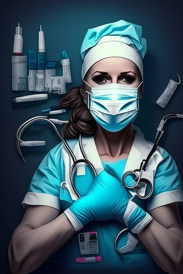 Specialty, nurse, job, medical equipment, lighting, needle, bandages, masks, gloves, motivational phrase, I can do it