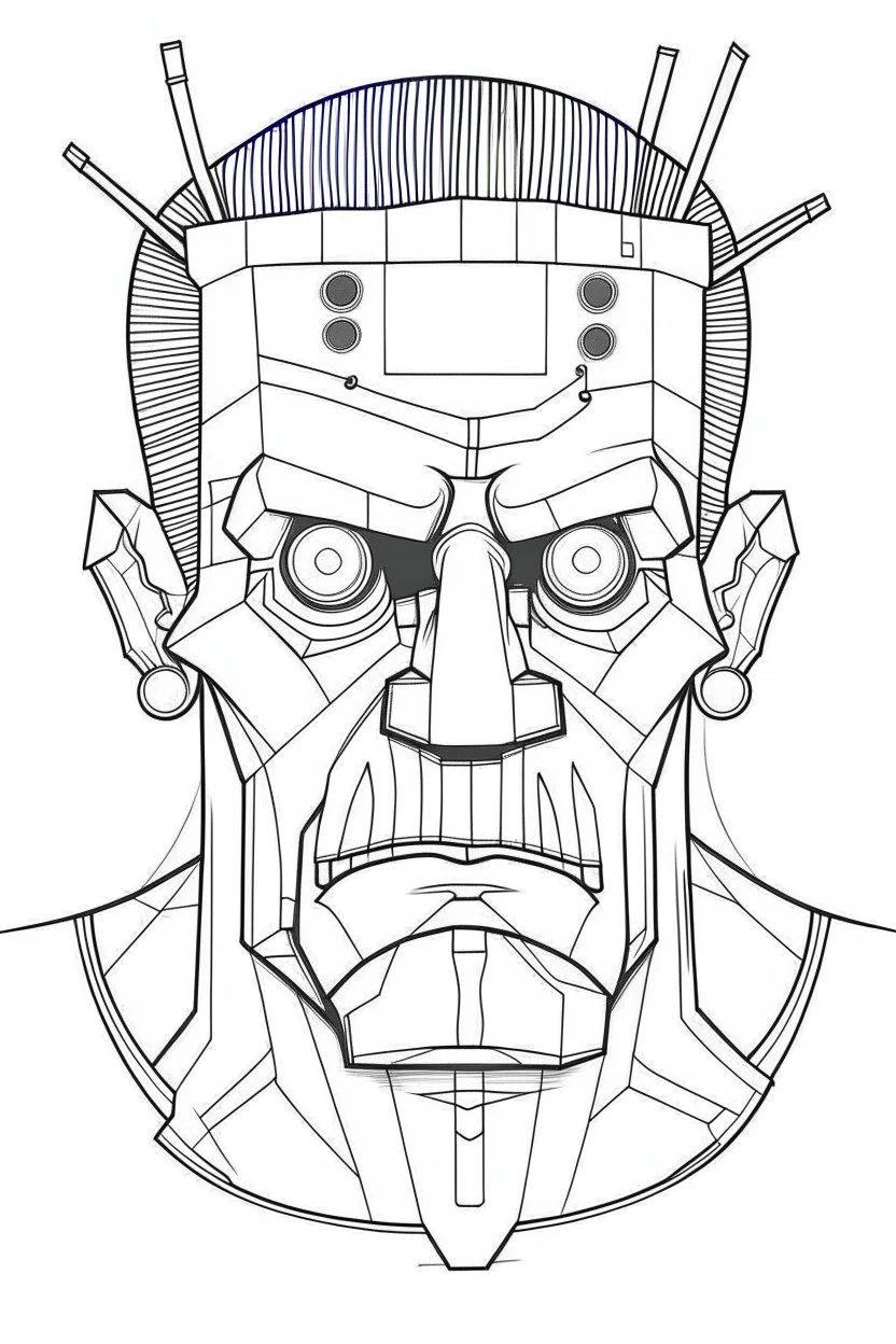 A Frankenstein. Outline, sketch style, only use outline, mandala style, clean line art, white background, no shadows, no clear wall, coloring page.