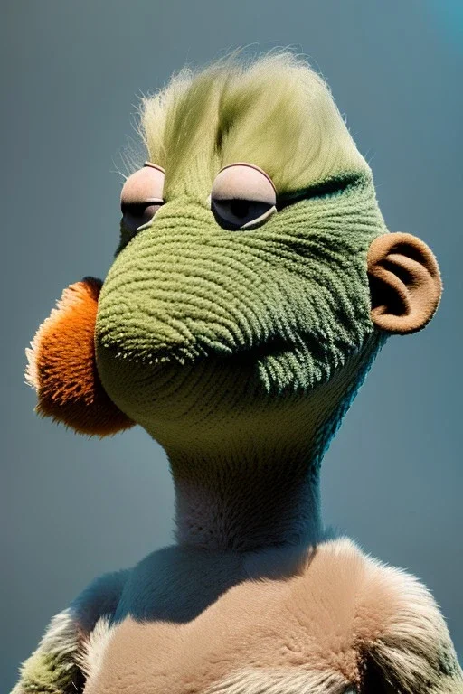 Realistic image, portrait, hybrid made up of a woman's body and a muppet's head mask ,concept art, smooth, unreal engine 5, god lights, ray tracing, RTX, lumen lighting, ultra detail, volumetric lighting, 3d, finely drawn, high definition, 4k.