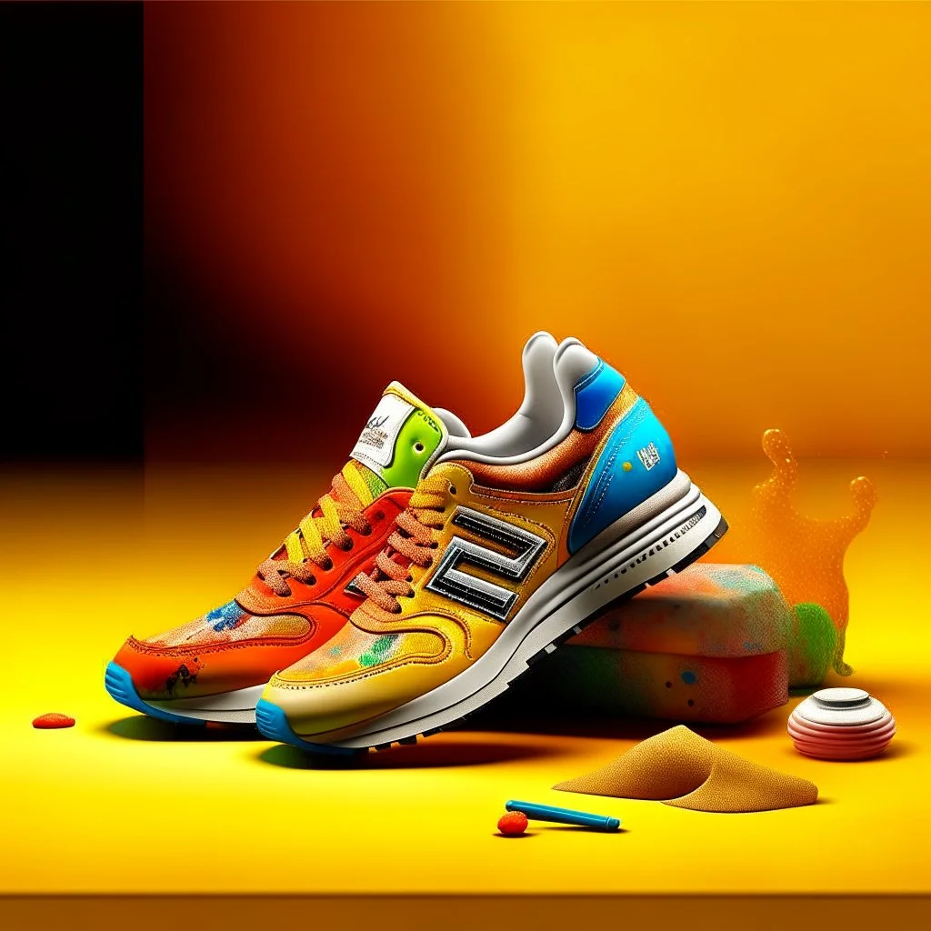 Concept design, New Balance, toy named 'Drawing genuine', nanotechnology, warm bright palette, open composition, photo by Thomas Kuoh, photographic style --chaos 50 --q 5 --s 1000 --q 2 --s 750