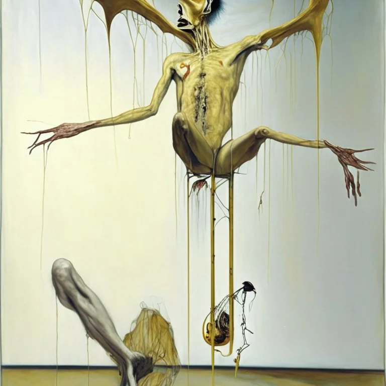 Surreal human flesh-like intricate musical instruments,minimalism,painting by Adrian Ghenie,Lucian Freud,Rene Magritte,Salvador Dali,Pablo Picasso,Michelangelo,Leonardo Da Vinci,golden Human Body Lying Above the Head Leg Elongation, flying pigeon,Gagosian Gallery MOMA Exhibition Front Side Sexual Awareness Body Shadow Fascination with Injury Tear Melancholy Alienation Suspension Alienation Dreamland Leg Extension Pole Minimalism base cross-section simple shape