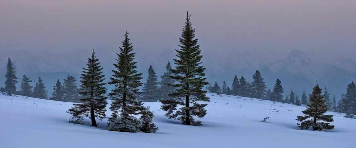 mountain range pine wood in the snow by Andrea del sarto