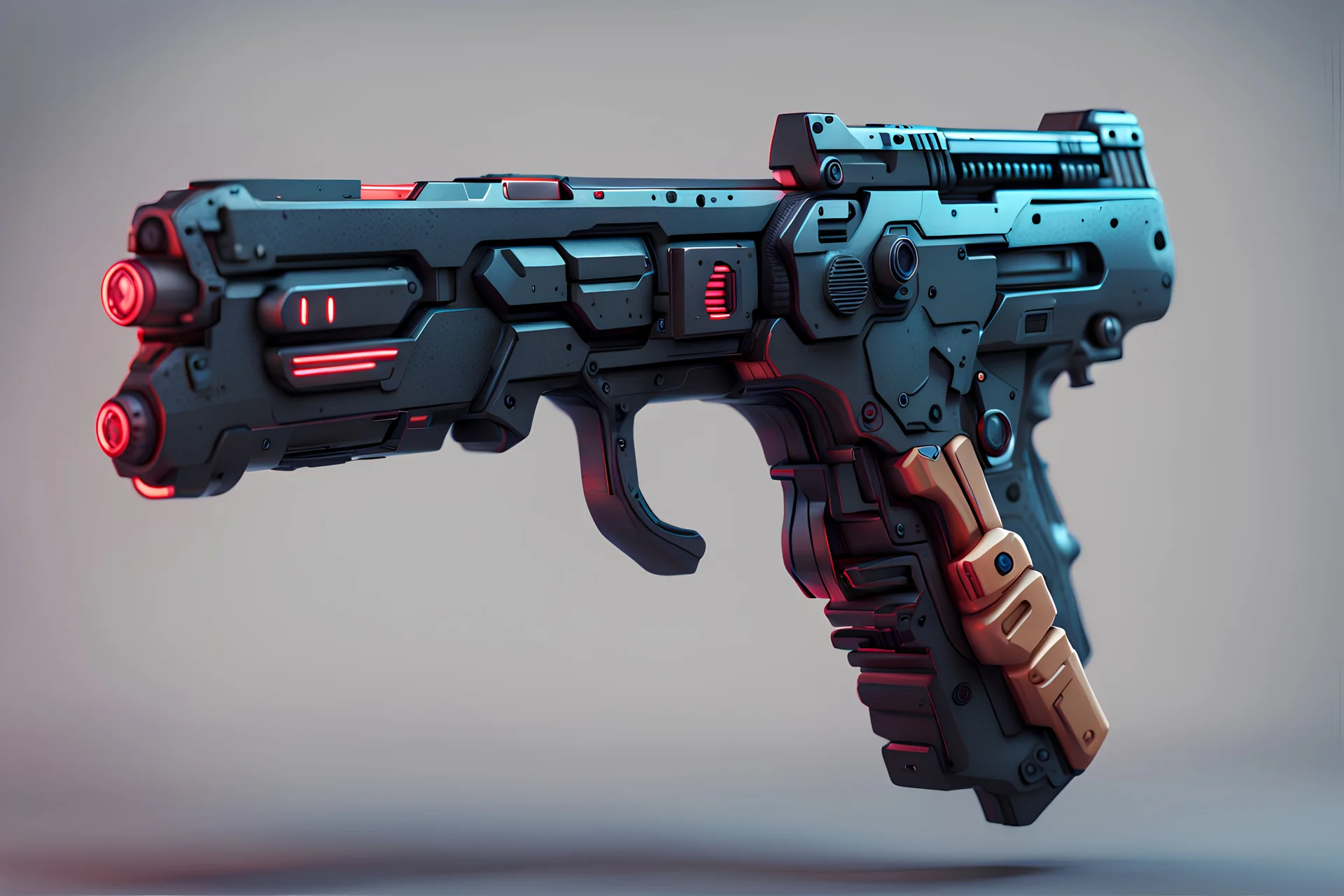 3d rendered realistic cyberpunk hand grap a gun