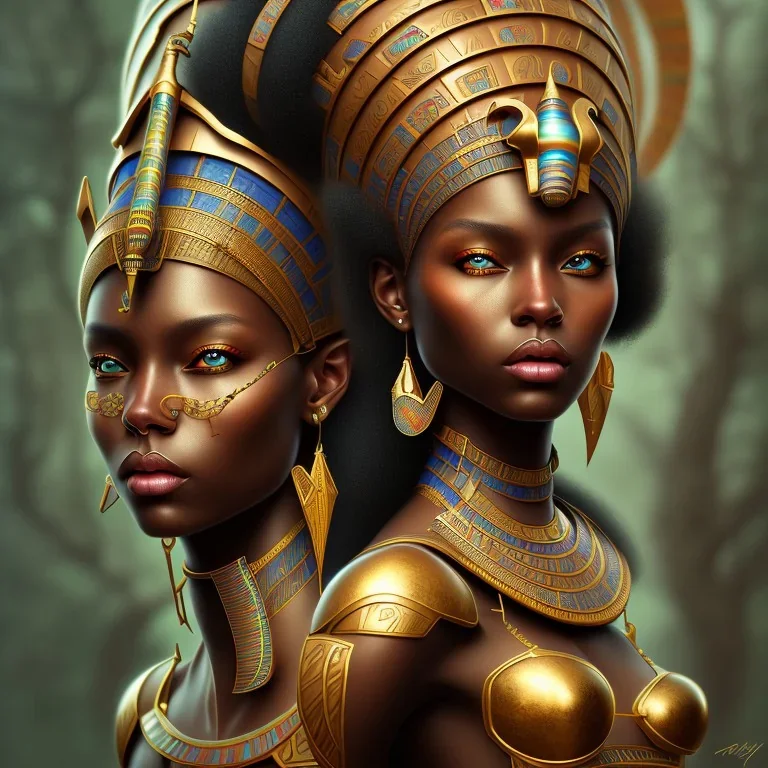 sango fantasy, fantasy magic, intricate, sharp focus, illustration, highly detailed, digital painting, concept art, matte, masterpiece head sexy African beauty black afro hair earth lady bronze African huts Egyptian princess