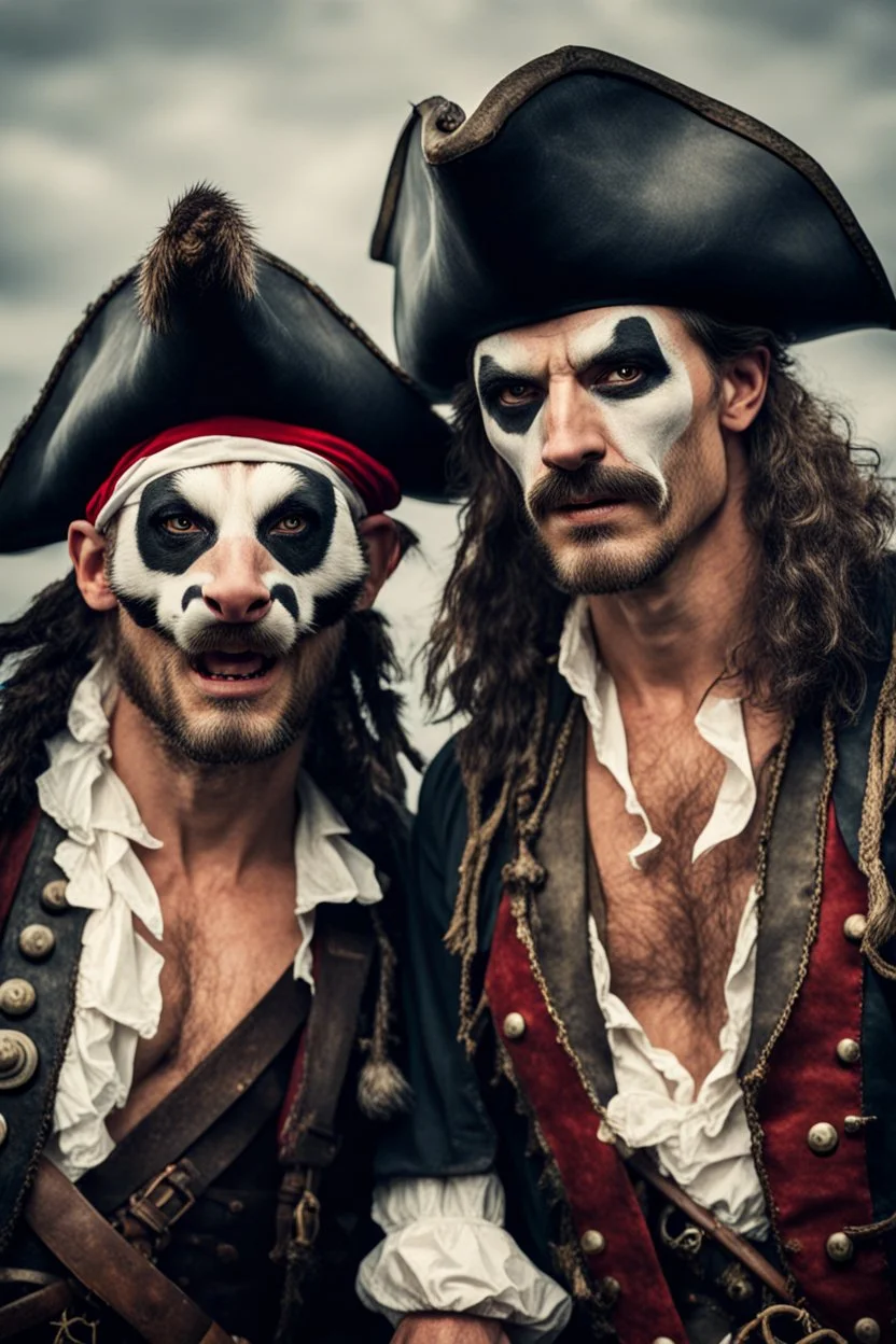 Men in pirate costumes with badger faces