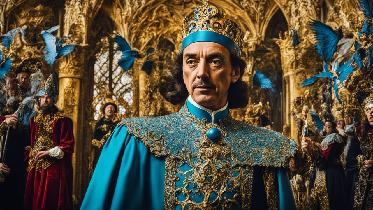 Royal Plantagenet nightmares, historical parody, discordant implications, excessive enmity, medieval turbulence, stress, treason, decay, awful, fear, wax, pretence, nastiness, chiaroscuro, color, award-winning colour photograph, Nikon 135mm, style Disney, style Salvador Dali, style Antoni Gaudi