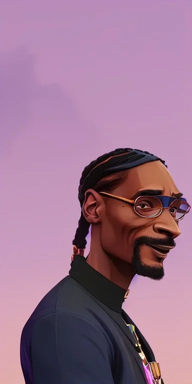 snoop dogg looking at the sky. On a pink street. buildings. Black Oversize sweatsuit.