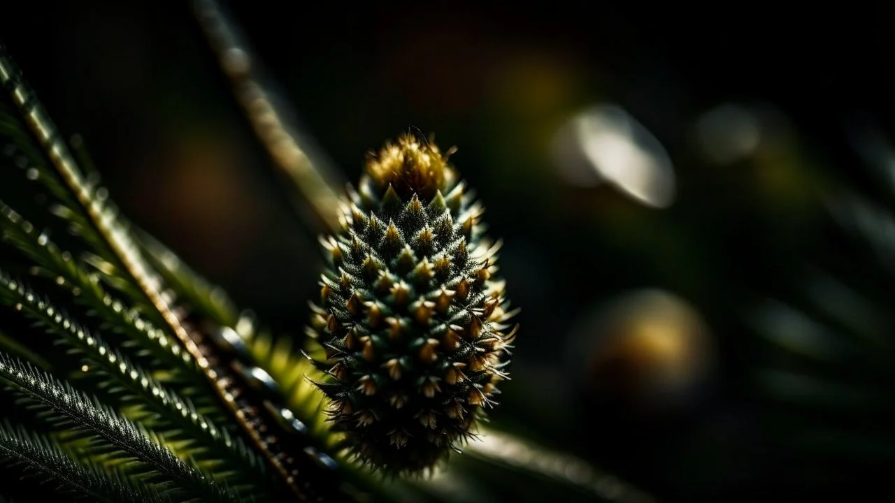 In the winning macro photograph by John Eyre, a branch adorned with a solitary fir cone stands as a testament to the allure of nature in coniferous forests. The lush evergreen branches of spruce and pine trees, intertwined with the essence of a maritime pine, create a stunning green flora forest. This beautiful landscape showcases the majesty of fir trees and the elegance of fir trees, nestled within an enchanting evergreen forest.