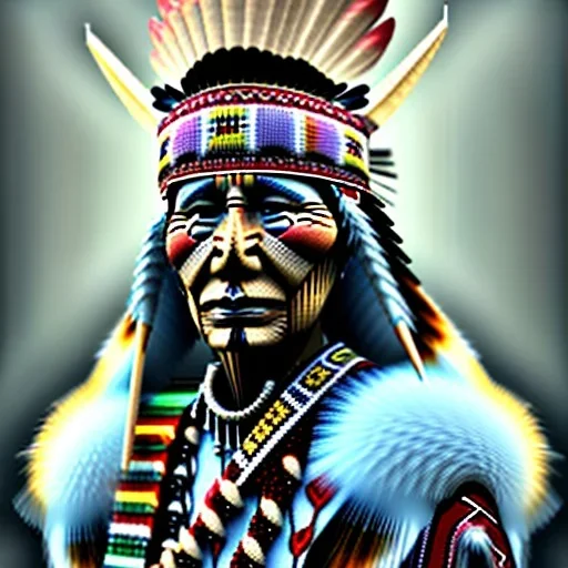 native American chief in a city