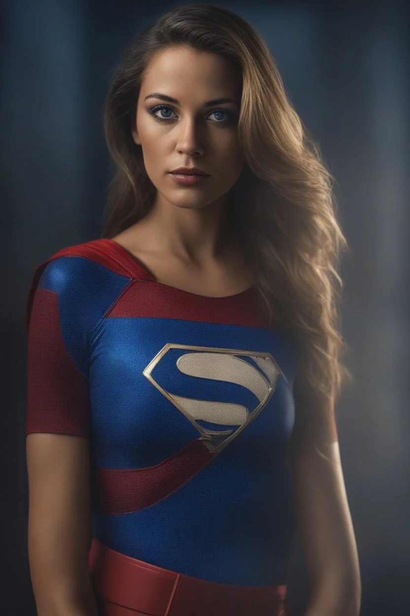 Supergirl, Realistic Stock Photo, ProtoVision, Realism Engine, RealVis XL, Zavy Chroma XL. facial portrait, chiaroscuro, deep shadows, rich deep colors, highly detailed portrait, Kara Zor-El, large jugs, blue and white-striped nylon, short sleeved, pullover, mini dress with a belt, 21-years-old, full color, expression of extreme happiness, hope and positivity, 4k UHD, Ultra-realistic, Hyper realistic, Photorealistic, Realistic, absolute Reality,