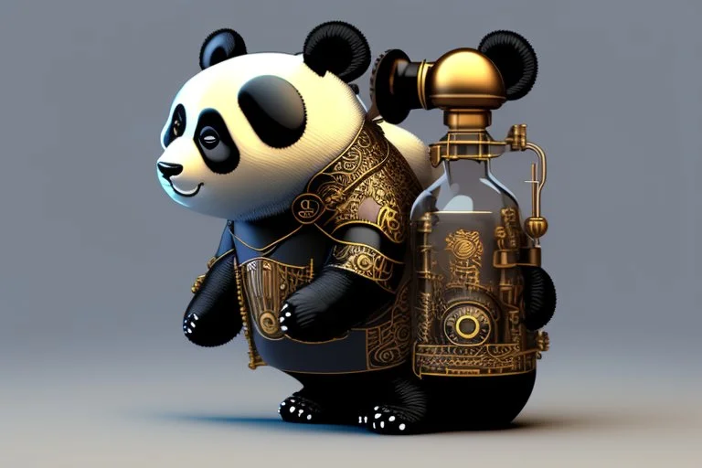 steampunk panda in moutai whiskeychinadesign