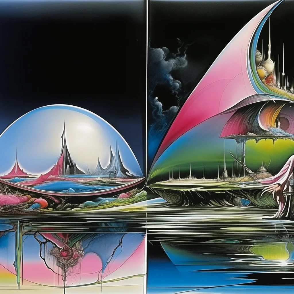 Bonkers Zero Sorrow, One Slip Momentary Lapse of Reason, Pink Floyd movie poster, by Gerald Scarfe and Grayson Perry, unbalanced composition, acid wash mind-bending illustration; asymmetric, dark shines spectrum spectre, surreal, fantastical, complex contrast, dynamic, profound