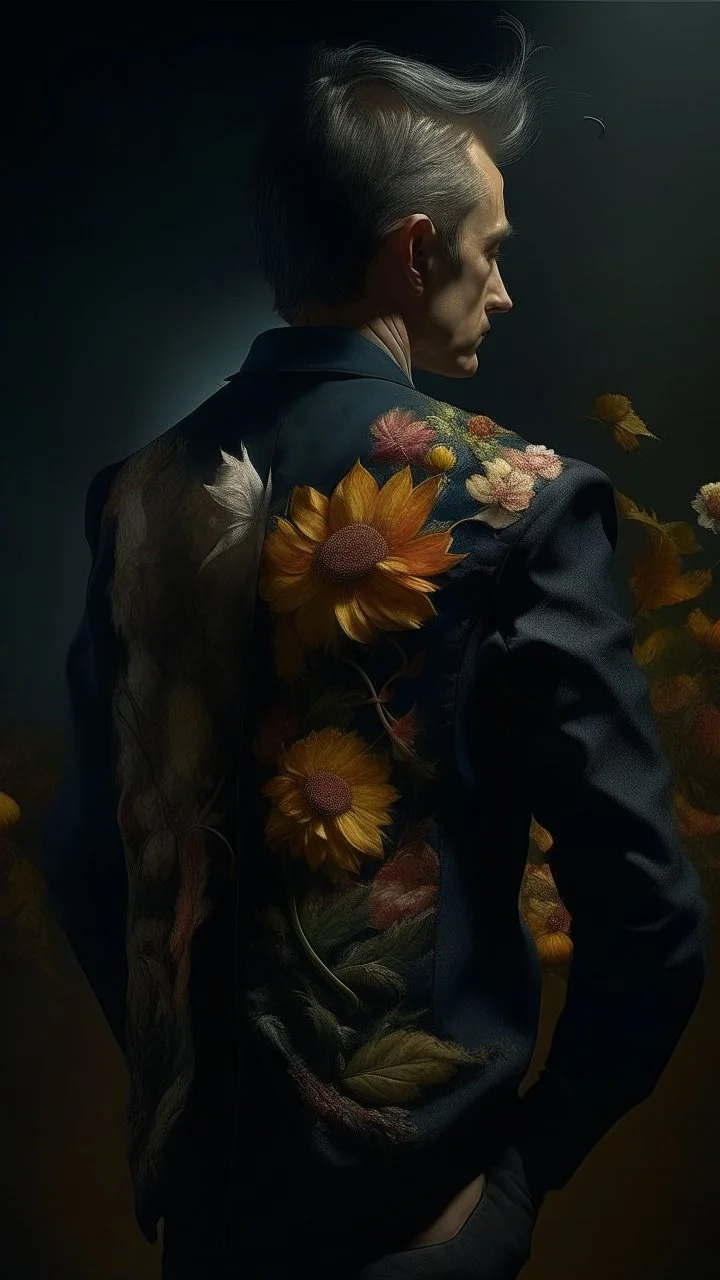 Bosch nightmares paining style Title:a vest with dry dark color flowers 8k artistic photography, photorealistic concept art, soft natural volumetric cinematic perfect light, chiaroscuro, award-winning photograph, masterpiece, oil on canvas, Raphael, Caravaggio, Greg Rutkowski, people, beksinski, Giger