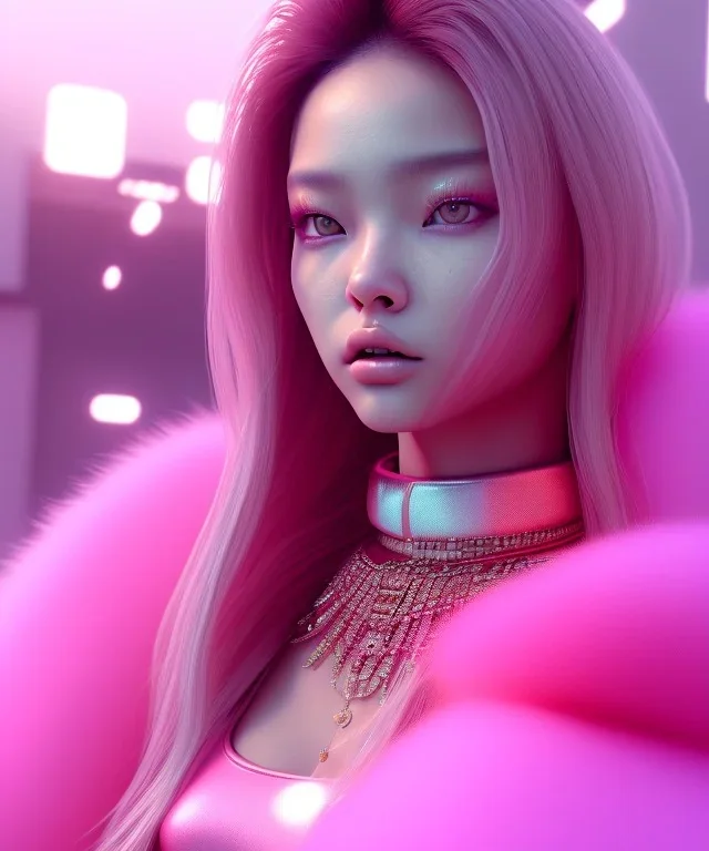 kim jennie, model, chanel, pink, blackpink, digital art, unreal engine, cinematic lighting, octane render, photo realistic, ambiance