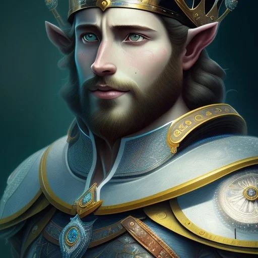 Portrait of KING ARTHUR with crown and mid-12th century armor.extremely detailed face,crystal clear Big eyes,perfectly centered image,intricate detail.Diseney style, korra character style.and Kilian Eng art color