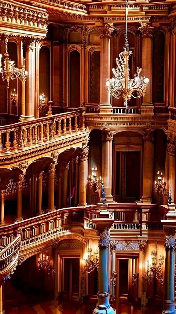 A beautiful image of the windows of the luxurious palace hall golden them