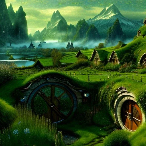 Epic Drawing of scenery of The Hobbit estilo Van Gogh 4k