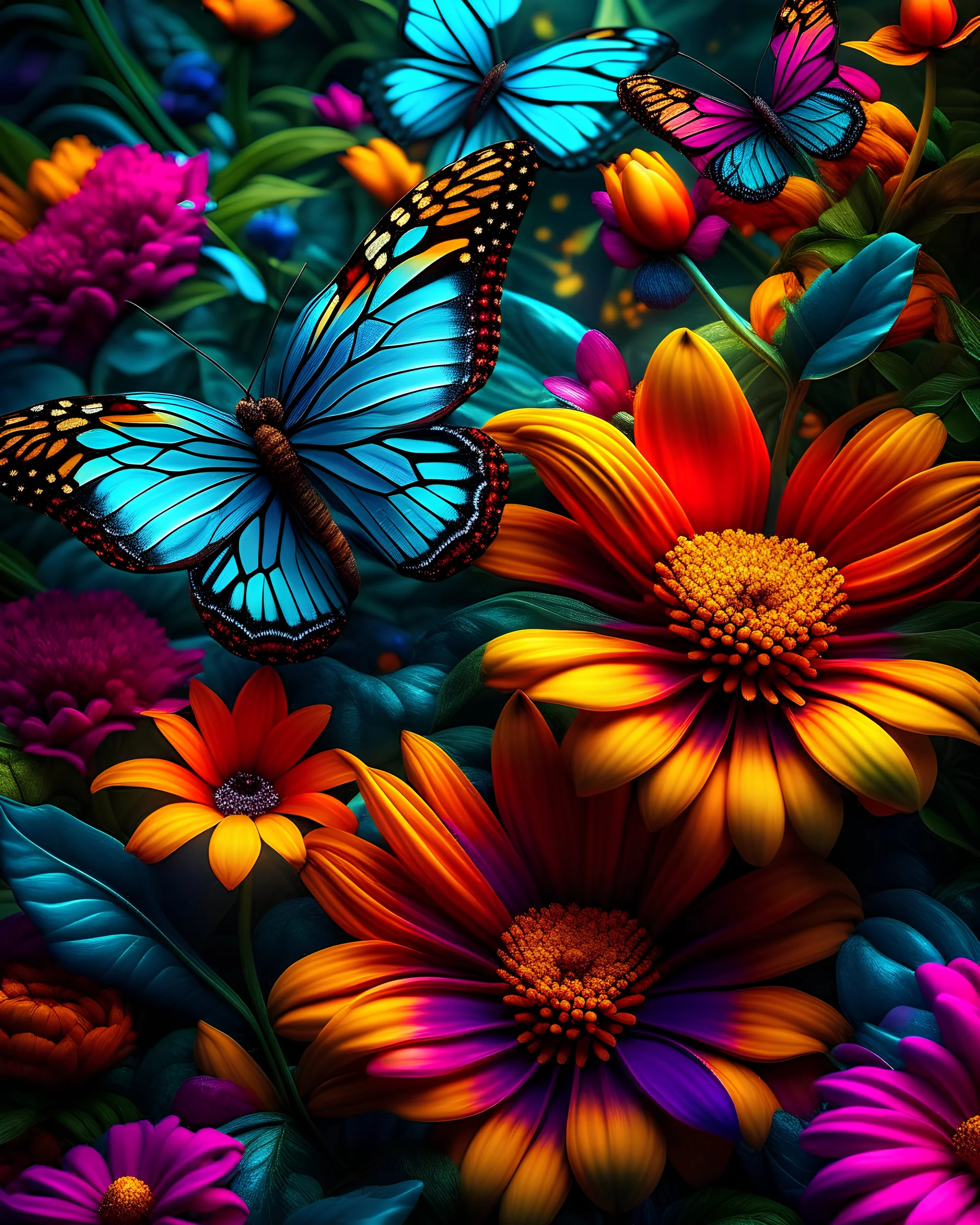 butterfly and flower, colorful page, coloer background, digital Art, perfect composition, beautiful detailed intricate insanely detailed octane render trending on artstation, photorealistic concept art, soft natural volumetric cinematic perfect light, chiaroscuro, masterpiece, oil on canvas, raphael, caravaggio, greg rutkowski, beeple, beksinski, giger, black and white still, digital Art, perfect coloer, read,green, blew,white, ((((colorful)))))