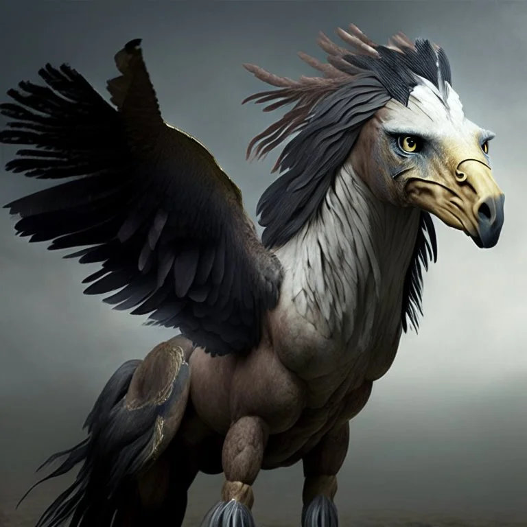 A creature with a combination of an eagle's head and a horse's body