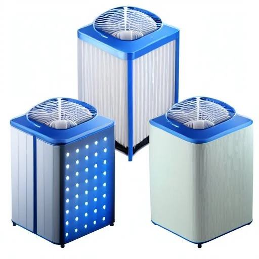 3 Large designer air purifiers, Apple, ikea