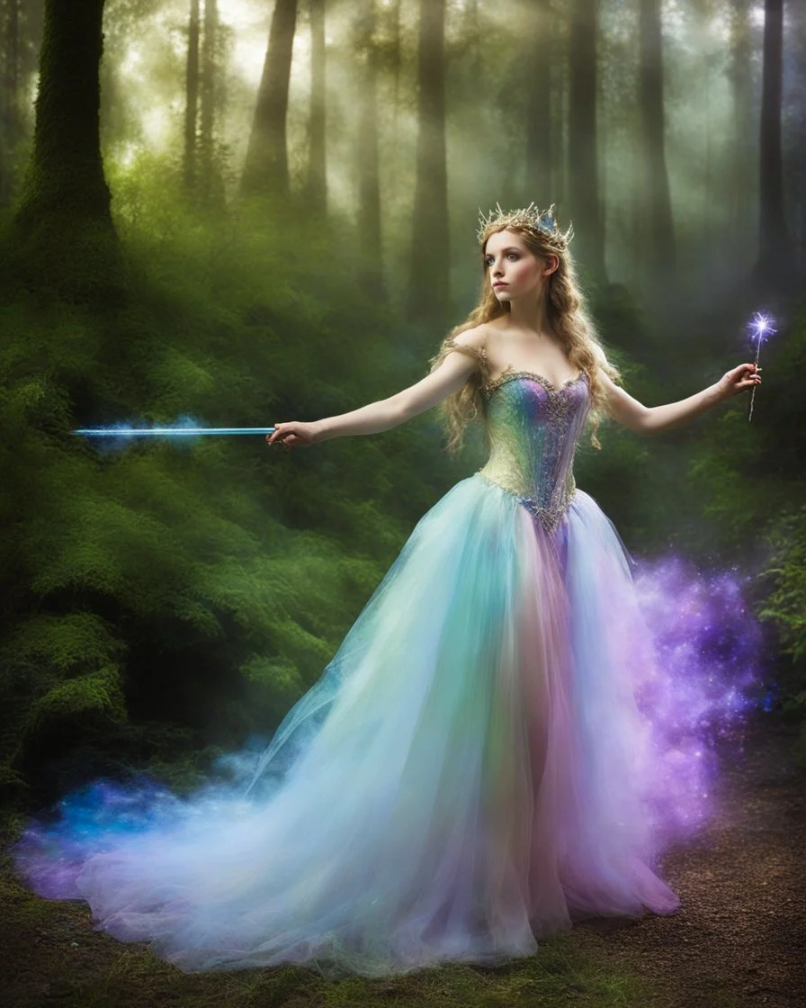 Photography half body Shoot The fairy princess carried a magic wand in her hand, which she used to conjure up magical effects around her. She could summon rainbows, create fountains of water, or even summon the spirits of the forest to dance for her.