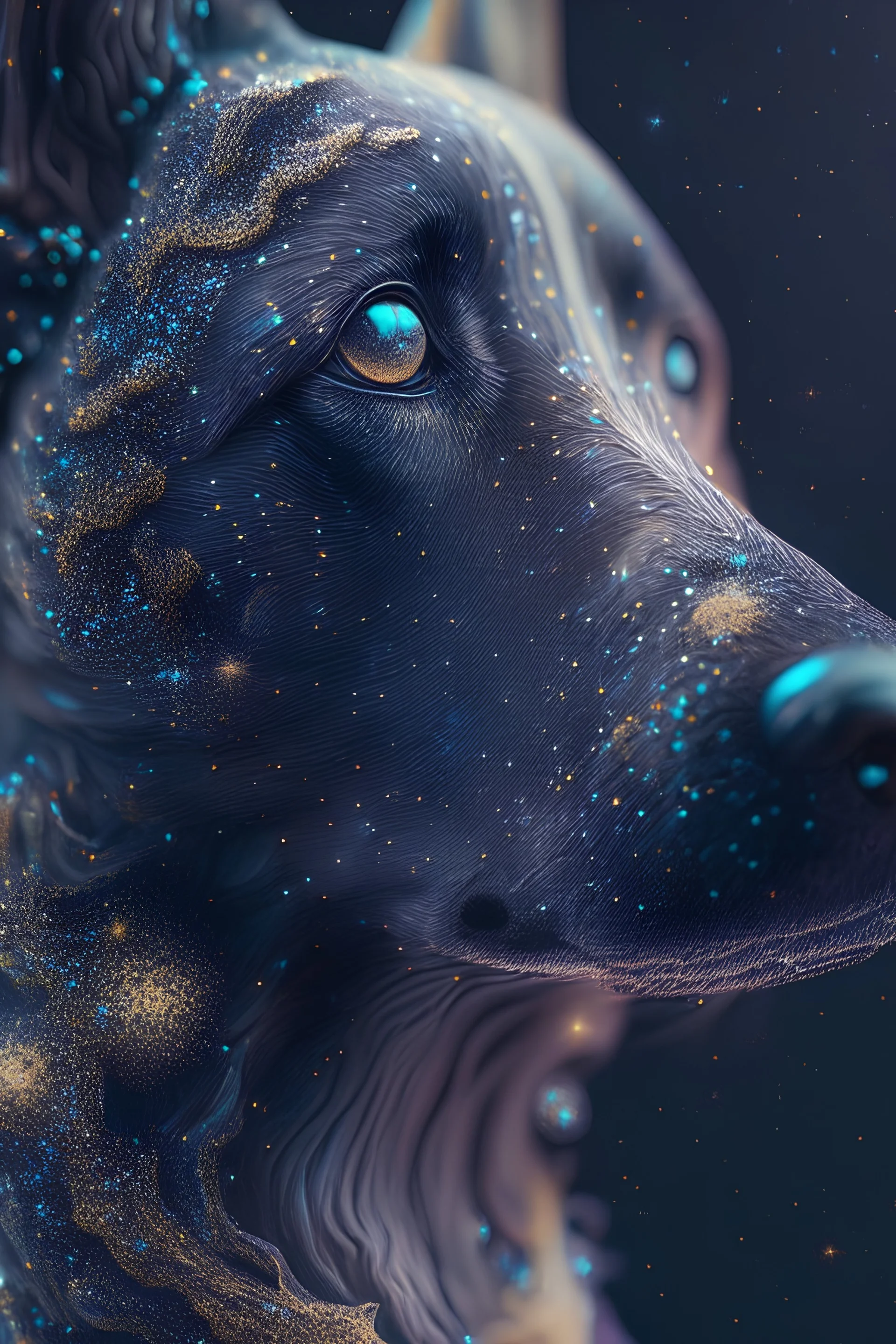 Galaxy dog,intricate, high detail, behance, microworlds smooth, macro sharp focus, centered