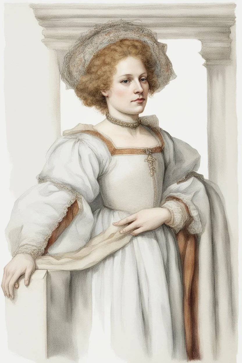 portrait of a renaissance woman on a white background